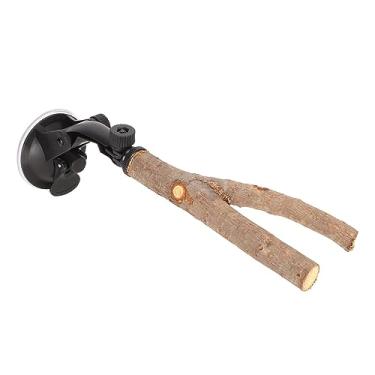Imagem de Acouto Suporte Interativo de Galhos de Pássaros de Madeira para Pássaros Pequenos a Médios - Ventosas Antiderrapantes Poleiro, e Direção Mastigação e Brincadeira Seguras, Periquitos Ideais, (15cm)