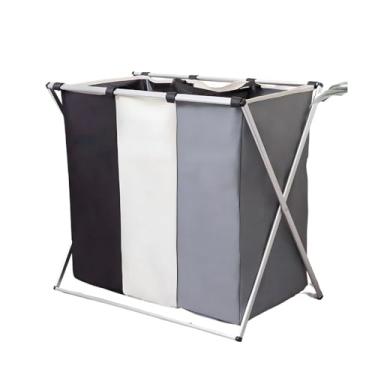 Imagem de Cesto de Roupas Multiuso com 3 Compartimentos, Cestos de Roupa Suja, Armazenamento roupas e utensílios