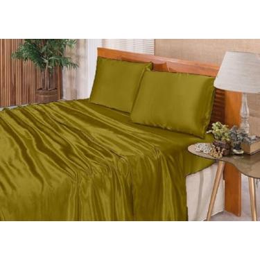 Imagem de Confecções Elba, Jogo De Lençol Casal Padrão Cetim Seda Alto Brilho 4 Peças Cor:Cobre