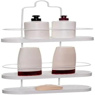 Imagem de Prateleira de canto triangular para banho, banheiro e organizacao, branco, grande.