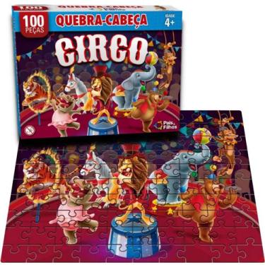 Imagem de Quebra Cabeça Animais Do Circo 100pc Infantil Prende Atenção - Pais e 