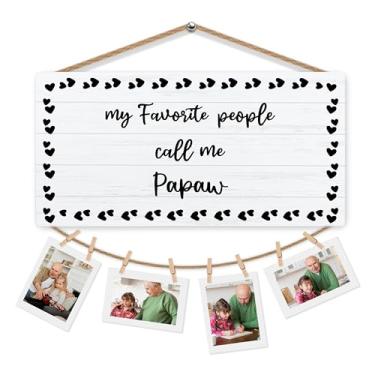 Imagem de iEFEY Porta-retratos de madeira para pendurar Papaw, presentes de netos Grandchikdren, presente para pais, melhor avô, suporte de fotos para pendurar na parede, 30 x 15 cm