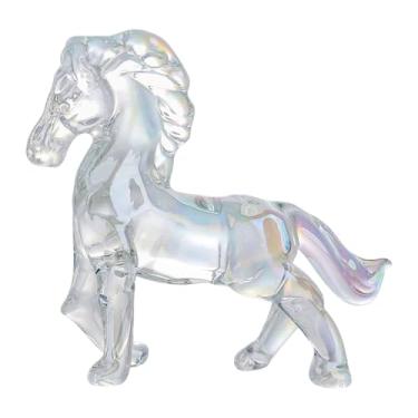 Imagem de IEUDNS Estátua de cavalo de vidro em miniatura, figura simples para mesa, ornamento Feng Shui, item colecionável para decoração de casa ou, Style J