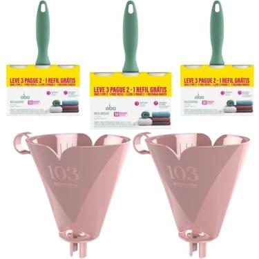 Imagem de Kit com 2 Suporte de Filtro de Café Rosa 103 + 3 Rolo Adesivo 50 Folhas com 2 Refis