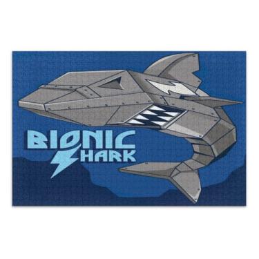 Imagem de Quebra-cabeças com design de tubarão robô 1000 peças para adultos, quebra-cabeças de peças grandes, jogos para a família