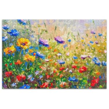 Imagem de Quebra-cabeças para adultos com pintura de flores silvestres 500 peças de arte de brinquedo para a família presentes exclusivos de elefante branco para a família