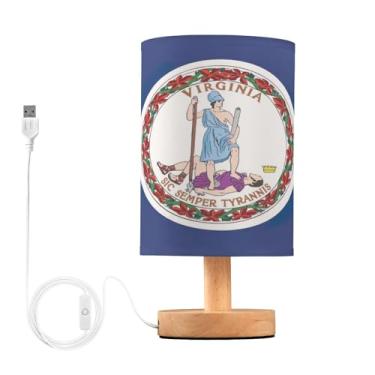 Imagem de Joisal Abajur de mesa lateral com bandeira do estado da Virgínia Candeeiro de leitura, abajur pequeno
