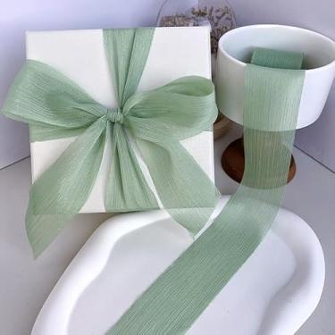 Imagem de Fita de organza transparente, fita de chiffon de 4,8 cm de largura, 5 metros/rolo para embrulho de presente, buquê de casamento, decoração de artesanato DIY - 1 rolo
