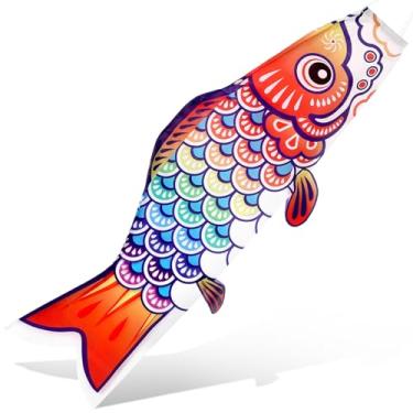 Imagem de Remagr Windsock de peixe de carpa japonesa, 99 cm, bandeira de peixe, pipa koinobori, bandeira de peixe, pipa, decoração tradicional pendurada para casa, jardim, quintal, ao ar livre