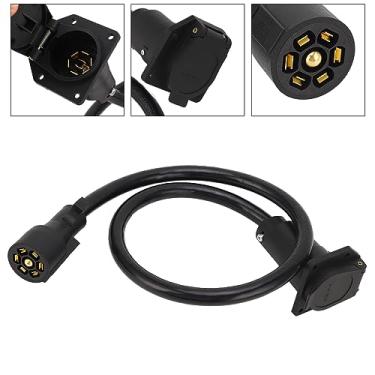 Imagem de Generic Extensão de Trailer Adequada para Cabo 7 Vias 3 Pés de Pino Duplo Conector Macho RV Plugue Macho de Pino Duplo para a Maioria das Aplicações de RV/Motor-Home PVC + Cobre + Latão Preto 1