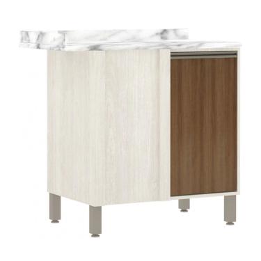 Imagem de Balcão Canto Reto De Cozinha Com Tampo 95 Cm 1 Porta De Abrir 1 Prateleira Linea Luciane Móveis