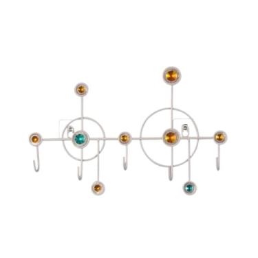 Imagem de Prateleiras suspensas Cabide de parede criativo sem furos, decorativo, para chaves, cabide para roupas, para entrada, quarto, varanda(Branco)