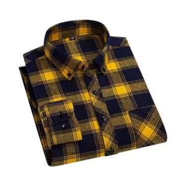 Imagem de Camisa Masculina plus Size 7XL 8XL De Algodão Xadrez Manga Longa Casua