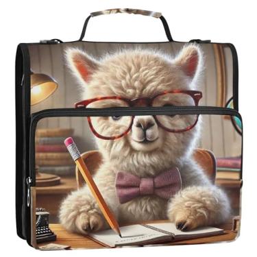 Imagem de Óculos de alpaca inteligente para estudo de 3,8 cm, 3 anéis, com zíper, bolsa para fichário com alça para escola, suporte de 500 folhas