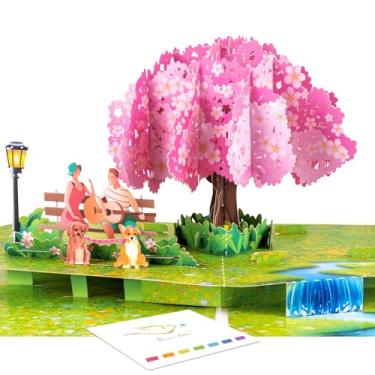 Imagem de Cartão pop-up romântico 3D – Cena do parque com casal e cães – presente tocante para aniversário, dia dos namorados, aniversário – para esposa, marido, namorada, namorado – envelope e cartão de notas