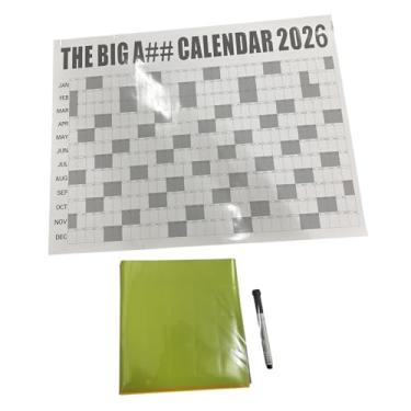 Imagem de KAIYUEMAOYI Calendário de Parede 2026 com Caneta E Adesivos - Planejador Anual de 12 Meses - Janeiro a Dezembro de 2026 - Ideal para a Academia, Cinza