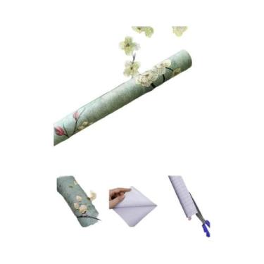 Imagem de Papel De Parede Floral Verde Autoadesivo Vinílico Para Decoração De Sa