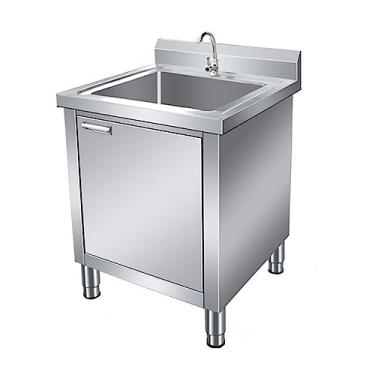 Imagem de Pia utilitária de aço inoxidável com 1 compartimento, pia de cozinha, pia comercial de um compartimento com dreno para restaurante, lavanderia, quintal, garagens (60 cm)