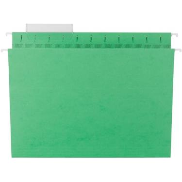 Imagem de Smead Pasta de arquivo suspensa TUFF com aba deslizante fácil, aba deslizante de 1/3 cortes, tamanho carta, verde, 18 por caixa (64042, a cor da haste pode variar)