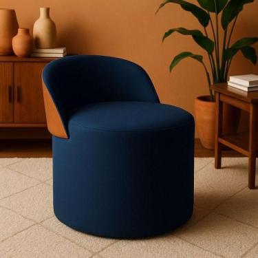 Imagem de Puff Encosto material sintético Redondo Suede Sala Penteadeira Quarto 