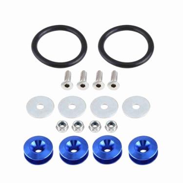 Imagem de ZJchao Kit de Arruela de Para-choque de Carro, Prendedor de Liga de Alumínio, Kit de Vestimenta para Para-choque Dianteiro e Traseiro, Tampas de Porta-malas, Conjunto de 4 Peças (Blue)