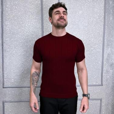 Imagem de Camiseta Modal Masculina Tricot Texturizado Canelada Social Original -