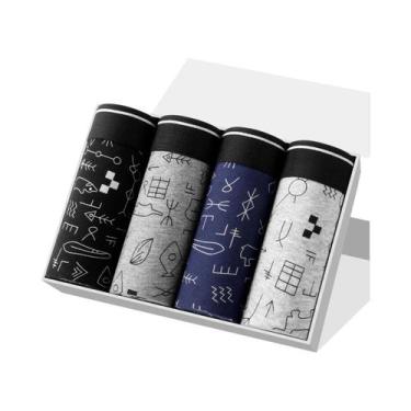 Imagem de Shorts Boxer De Algodão Masculinos 4 Peças, Roupa Íntima Sexy, Cuecas 