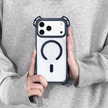 Imagem de Capa de luxo com airbag e proteção contra impactos para iPhone 17, 16, 15, 14, 13, 12 Pro Max, 17 Pro e iPhone 11, capa protetora transparente em acrílico e policarbonato (para iPhone 16 Pro/Azul