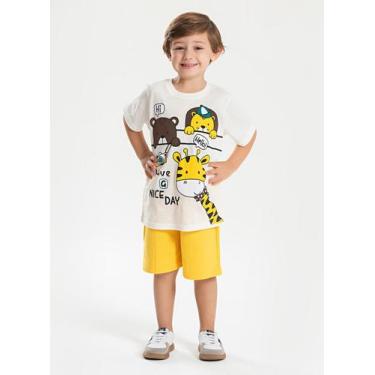 Imagem de Conjunto Verão Menino Natural Camiseta e Bermuda Com Recorte Turma da 