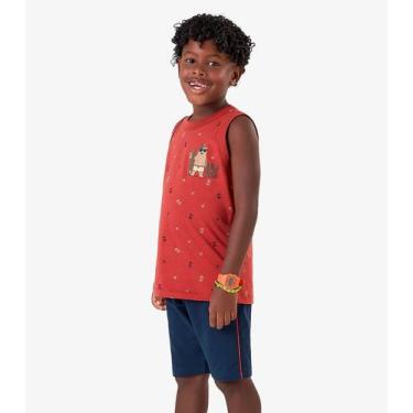 Imagem de Conjunto Camiseta com Bermuda Meia Malha Rovi Kids Laranja, 1, Laranja