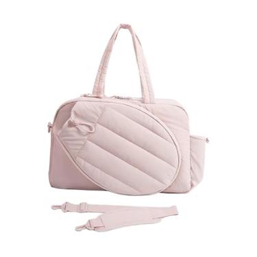 Imagem de Vaveren Bolsa para raquete de tênis, equipamento esportivo, proteção com porta-garrafa, portátil e multifuncional, para adultos, homens e mulheres, Rosa