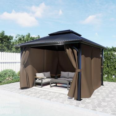 Imagem de BPS Cortina de gazebo de 3,5 m x 3,5 m, privacidade, 4 painéis, cortina de substituição para exterior (apenas cortina)