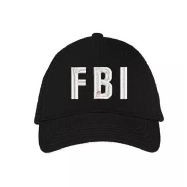 Imagem de Boné FBI C/ Bordado Branco Festas - CM Presentes e Fantasias, Preto
