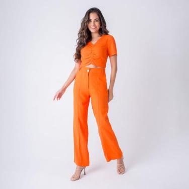 Imagem de Conjunto susie cropped e pantalona feminino - Susie Modas, Laranja, M,