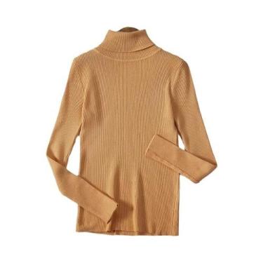 Imagem de Suéter Feminino De Gola Alta Preto, Moda De Inverno, Malha Elástica, T