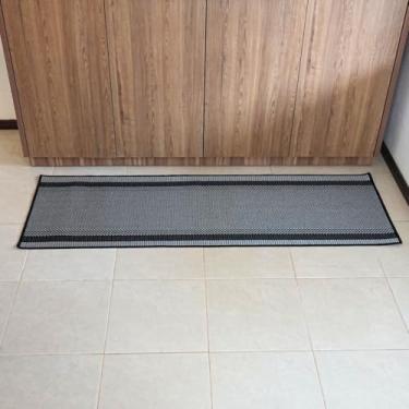 Imagem de Tapete Passadeira Sisal Lancer 225x66cm Antiderrapante Preto/Cinza PS33