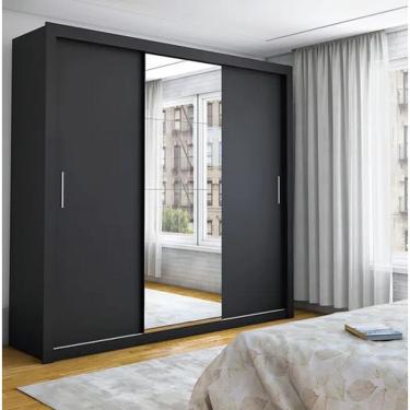 Imagem de Guarda Roupa Clara Plus Com Espelho Preto - Carioca