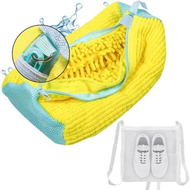 Imagem de Bolsa para máquina de lavar e secar sapatos, inclui bolsa de rede seca, zíper reutilizável e durável com design de gancho, bolsa de lavagem de sapatos para tênis (amarelo, 1 pacote)