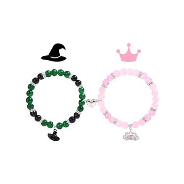 Imagem de Piovelvt Pulseiras combinando para casais, kit de amizade, melhores amigas, presentes para mulheres, acessórios de coroa de fantasia de bruxa de longa distância, One size fits all, Strass, Strass