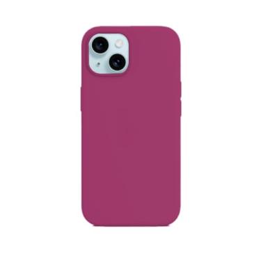 Imagem de Capinha Compatível com Iphone 15 PLUS Preta, Branca, Azul, Rosa, Bordô, Roxo, Lilás, Pink, Laranja, Vermelho, Amarelo, Flexivel, Tecnologia anti impacto, Aveludada com design PREMIUM (ROSA ESCURO)