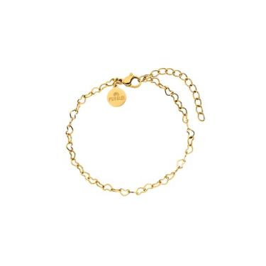 Imagem de Purelei Pulseira de coração feminina - Pulseira de coração elegante feita de aço inoxidável à prova d'água - Pulseira ajustável do amor em ouro/prata - Joias delicadas com pingente de coração