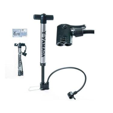 Imagem de Bomba de Encher Pneu De Bike Alumínio 30cm de Chão Yamada Tripé Câmara