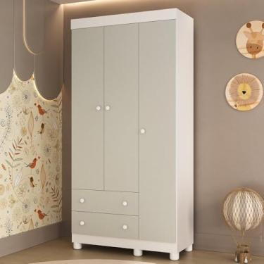 Imagem de Guarda-roupa Infantil 92cm 3 Portas e 2 Gavetas Allegra Multimóveis Mp4442 Branco/off White