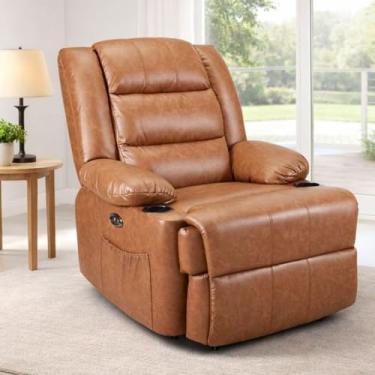 Imagem de Poltrona do Papai Reclinavel Elétrica Com Entrada USB Corino Premium Marrom