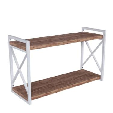 Imagem de Prateleira X Estilo Industrial Moderna, Funcional e Resistente Ideal para Organização e Decoração de Ambientes – Bimove (M. Amadeirado Médio/S. Branco, 50x20)