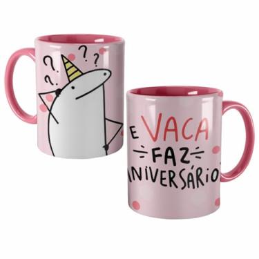 Imagem de Caneca Rosa Flock E Vaca Faz Aniversário