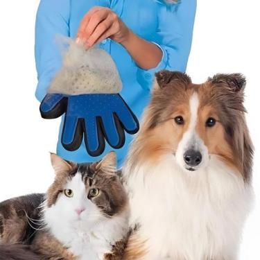 Imagem de Luva Magnética Pet Azul Remove Pelo de Cachorro e Gato - Apparatos