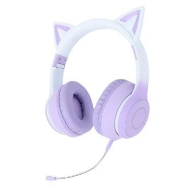 Imagem de EBTOOLS Fone de Ouvido para Jogos LED, Fones de Ouvido Sem Fio 5.3 Com Luzes de Controle de Toque de 7 Cores, Som Estéreo de 40 Mm, Faixa de Cabeça Ajustável, Protetores de (PURPLE)