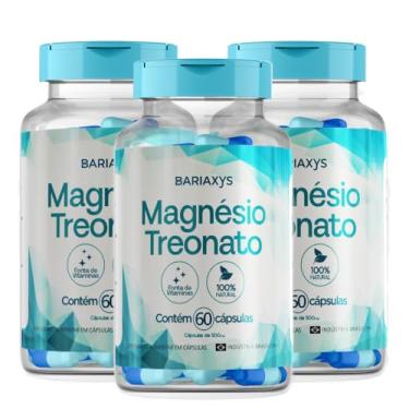 Imagem de Magnésio L-Treonato Bariasys 500mg - 60 Cápsulas - Suporte Cognitivo e Memória para Bariátricos e Público Geral - Alta Absorção e Biodisponibilidade - Foco, Clareza Mental e Sono - 3 potes