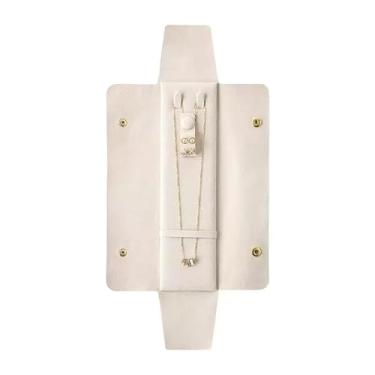 Imagem de BNGTHER Organizador de rolo de joias de microfibra, bolsa portátil de armazenamento de joias de viagem para colares, brincos, anéis, suporte de joias de couro de fibra ultrafina macia com botões de